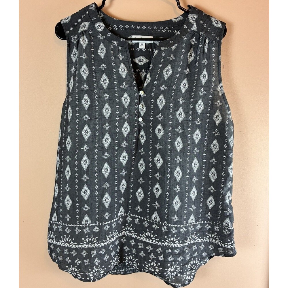Kim Rogers Women’s Gray Sleeveless Top Size XL Light Flowy